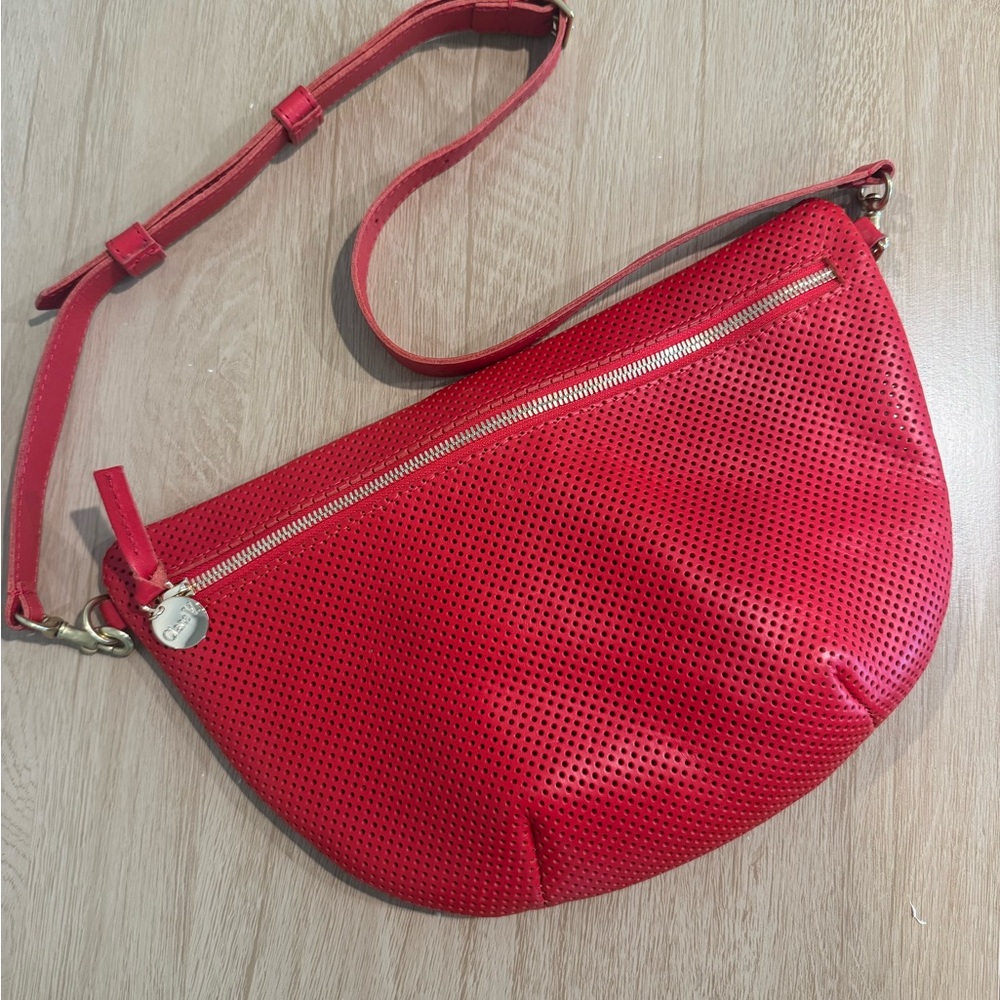 Chic Red Perforated Crossbody Bag